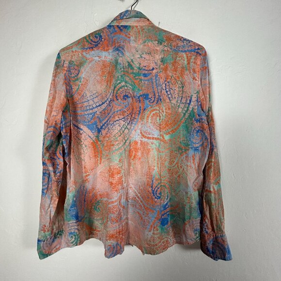 LRL Lauren Jeans Co. Ralph Lauren Womens Button-Up Shirt XL Paisley Swirl Print - Picture 2 of 8